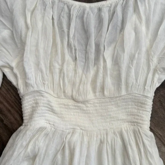 Free People Dixie Lace Smocked Panel Maxi Dress, Egret (White), L (NWOT) - Picture 13 of 16